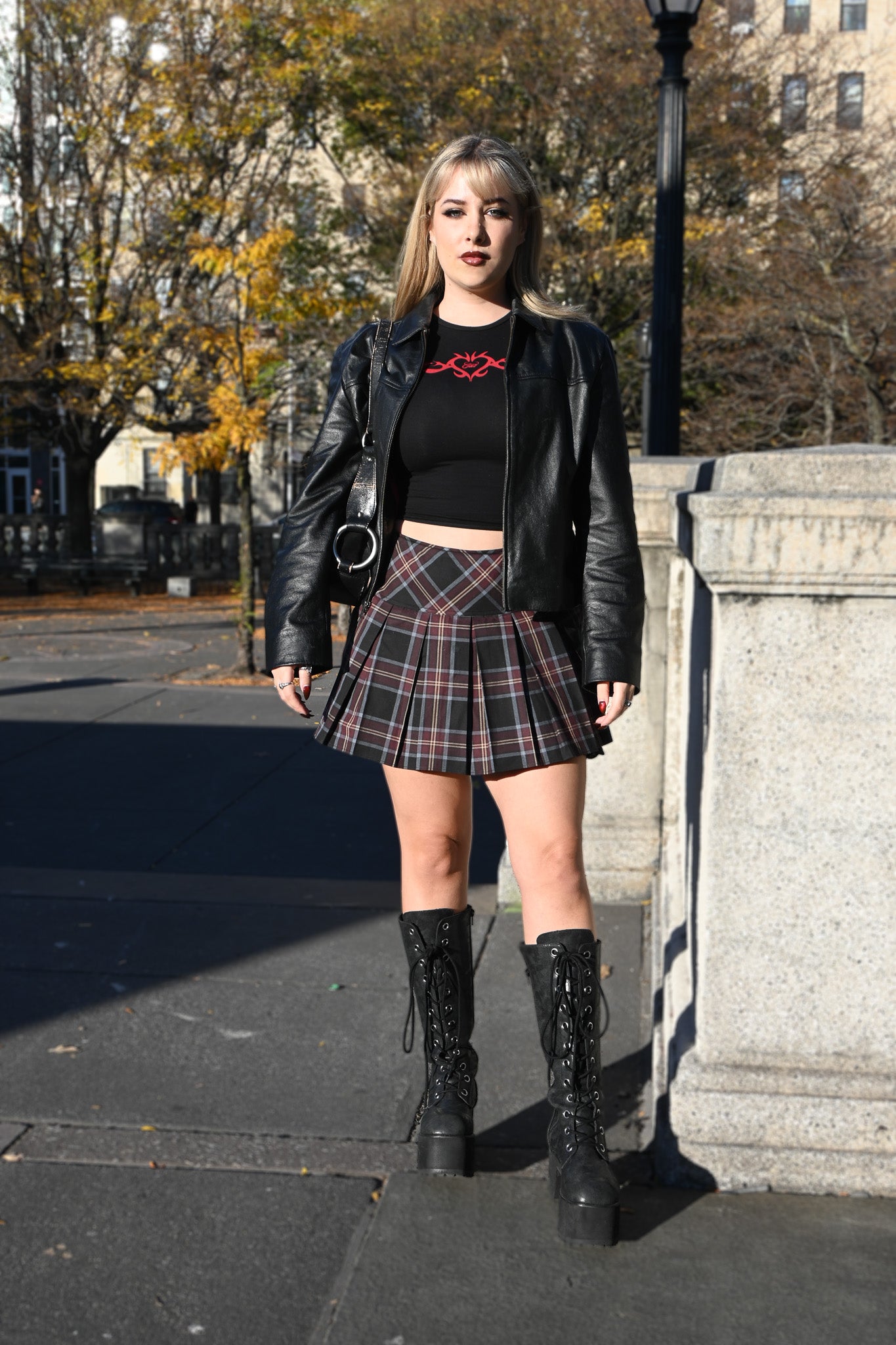 Kendall's Pleated Plaid Mini